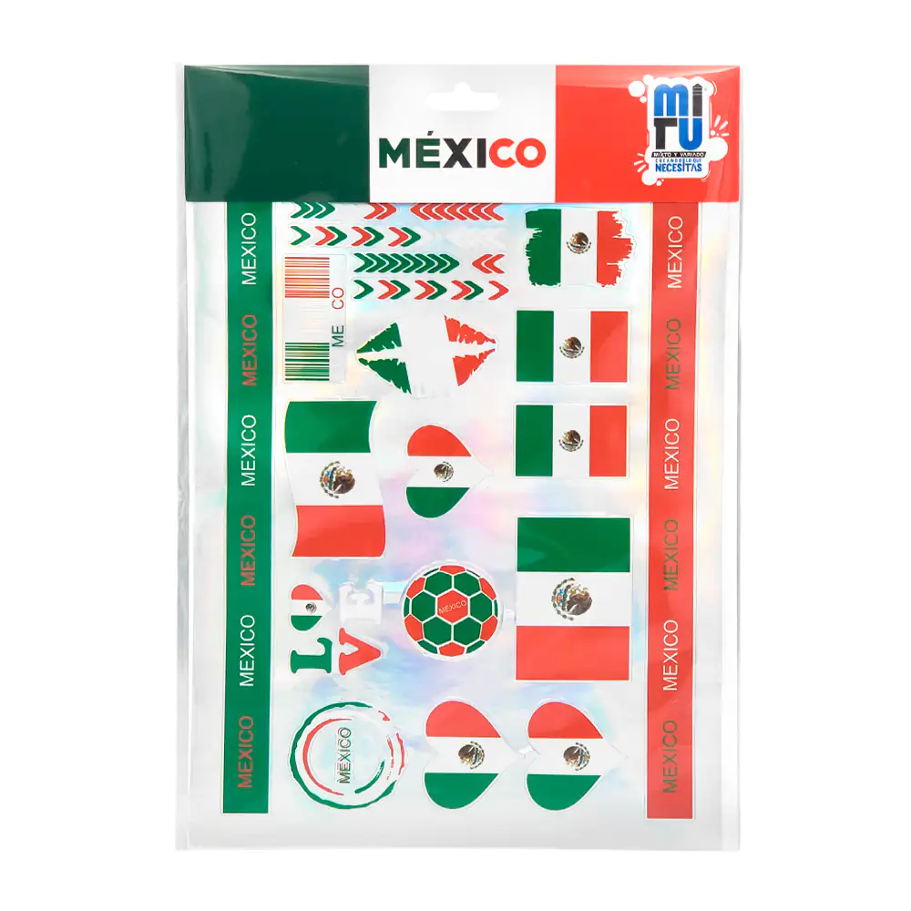 Set con 22 stickers tricolor con temática mexicana, variedad de diseñ…