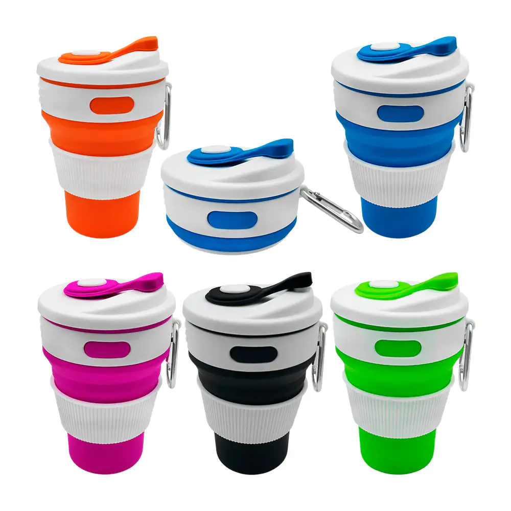 Vaso retráctil de silicón para niños con agarradera y protección anti…