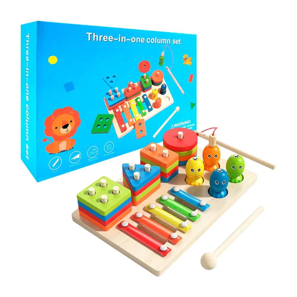 Juguete musical didáctico 3 en 1, marimba, figuras de encaje + peces …