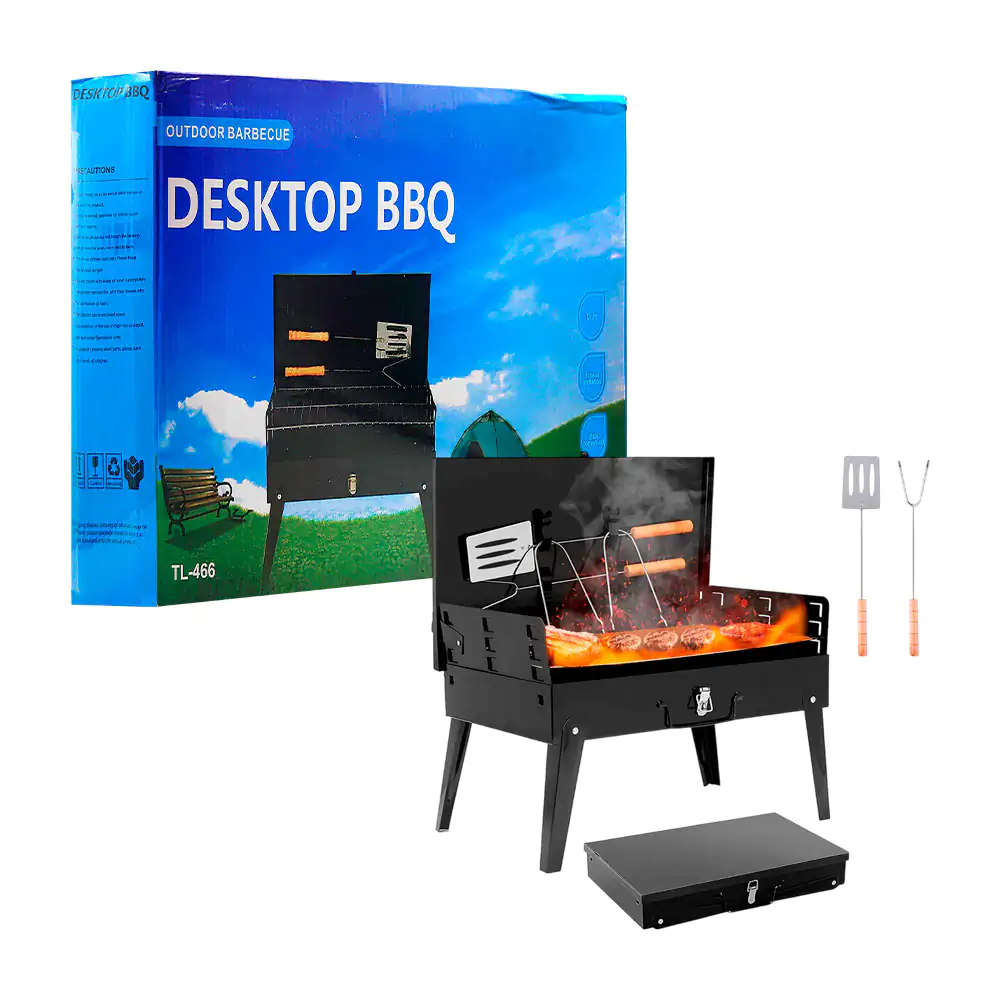 Parrilla - asador compacto y portátil de metal + 2 accesorios / p11651