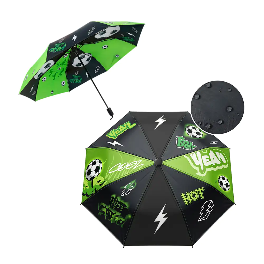 Paraguas plegable resistente con temática de futbol y diseño tipo gra…