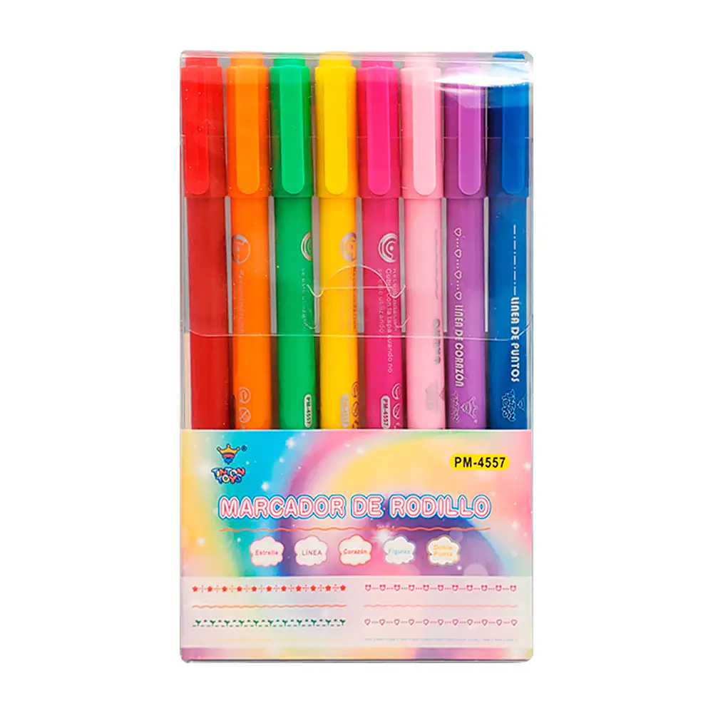Paquete con 8 plumones doble punta, tipo sello + punta delgada, varie…