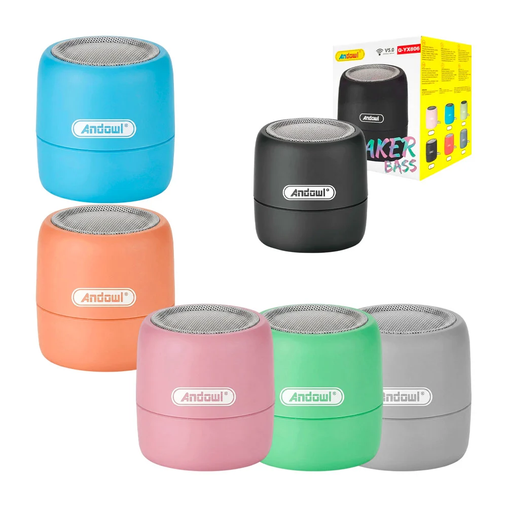 Mini bocina altavoz inalámbrica andowl con forma cilíndrica, v5.0, va…