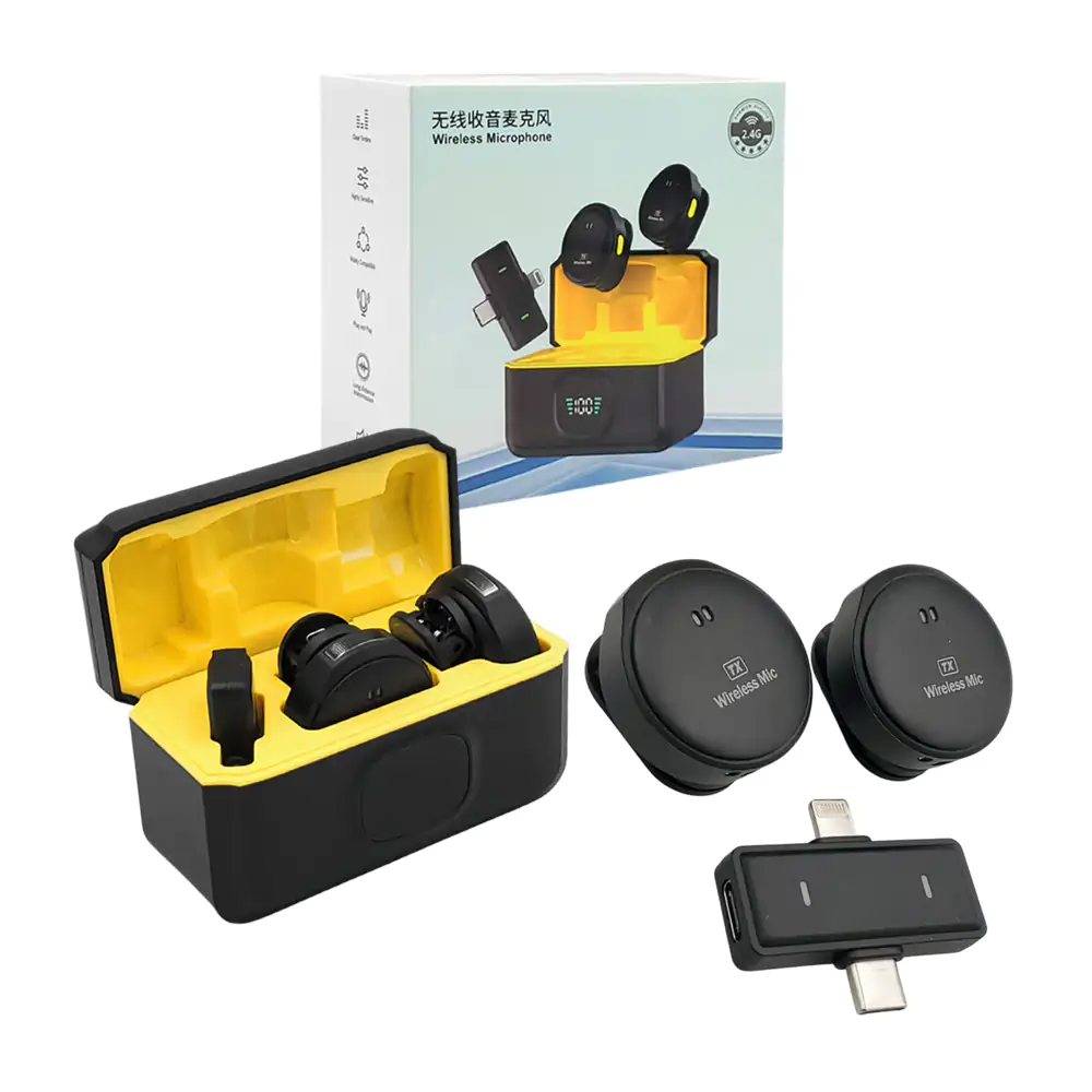 Micrófonos inalámbricos con entrada tipo c - lightning + estuche con …