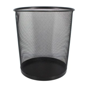 Bote cesto de basura mediano redondo color negro mate de metal / ro-5…