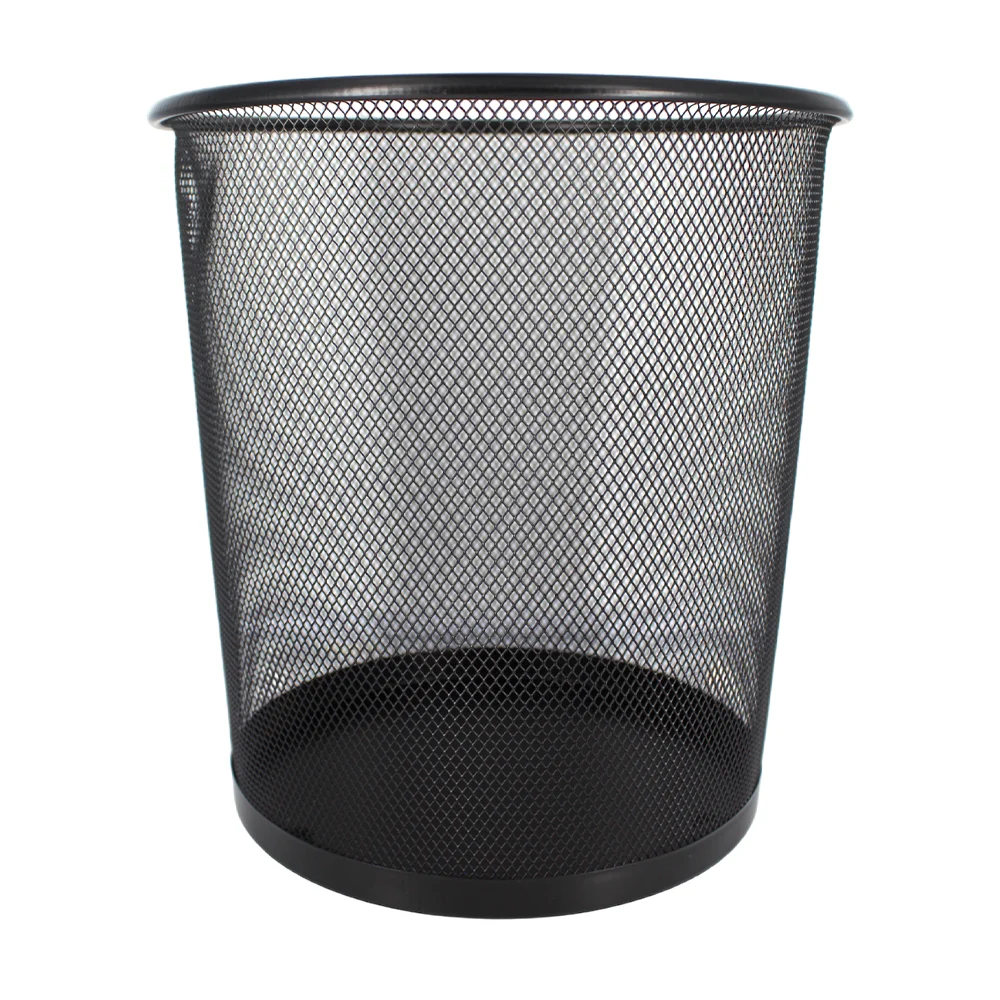 Bote cesto de basura mediano redondo color negro mate de metal / ro-5…