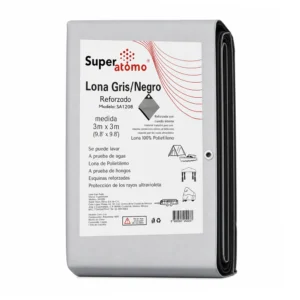 Lona de polietileno en color negro-gris reforzada con cuerda interna,…