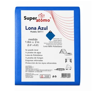 Lona de polietileno en color azul reforzada con cuerda interna, 1.8x2…