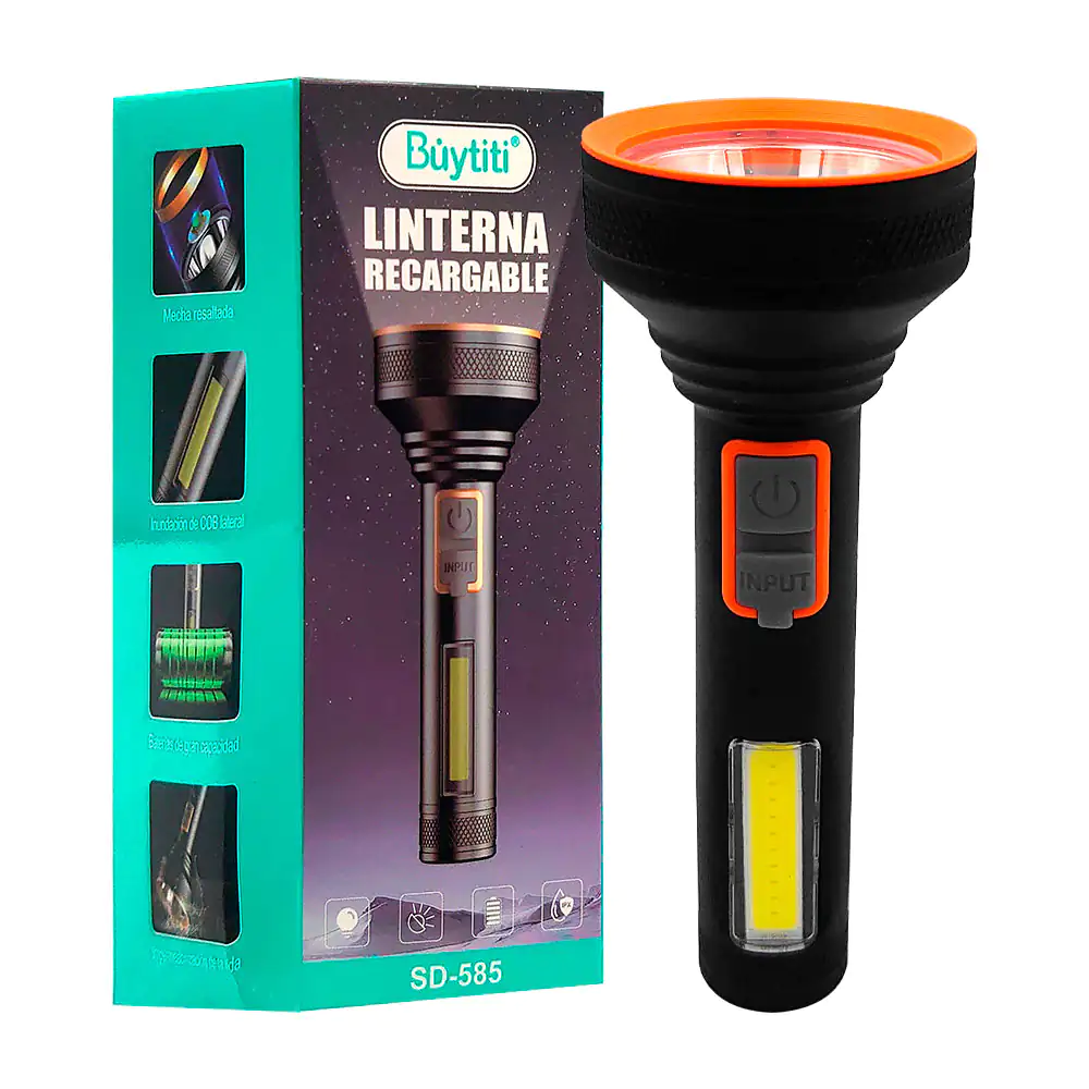 Lámpara linterna buytiti recargable con 3 modos de iluminación para e…