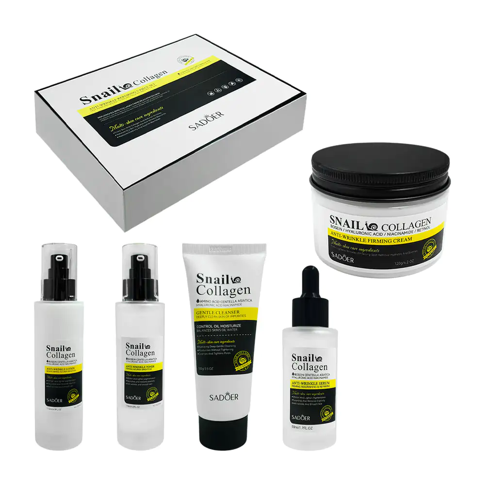 Set 5pza para el cuidado facial con colágeno y baba de caracol, sadoer