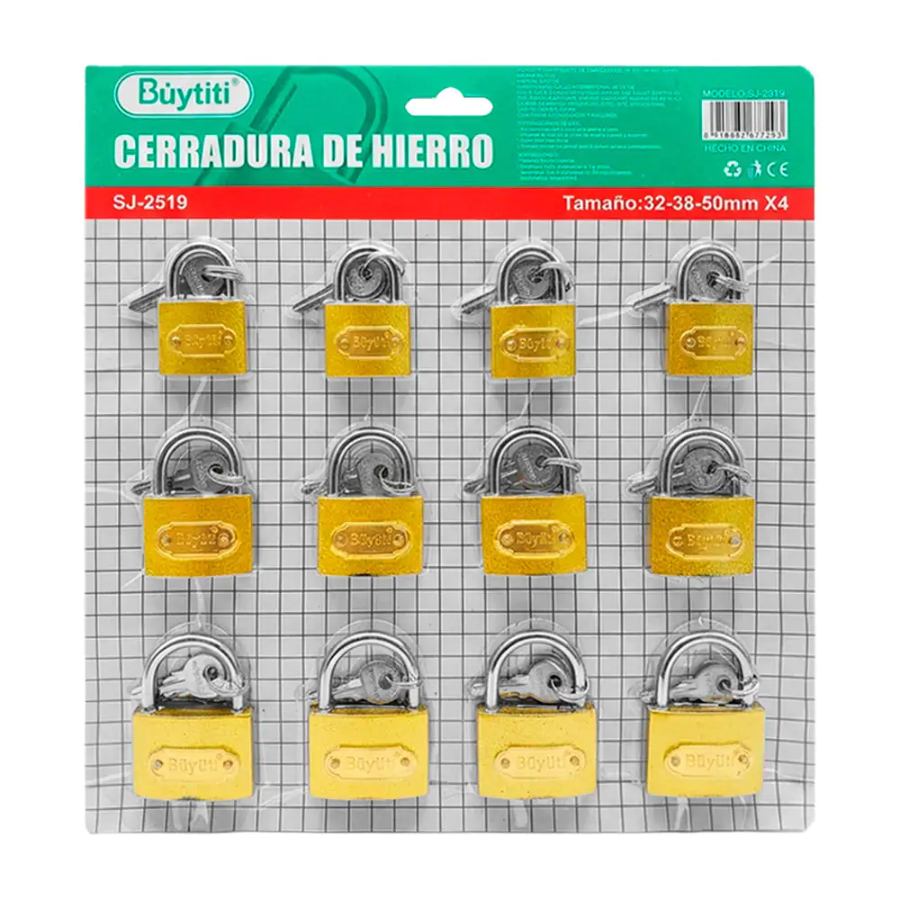 Blíster con 12 candados buytiti metálicos de 32-38-50mm con juego de …