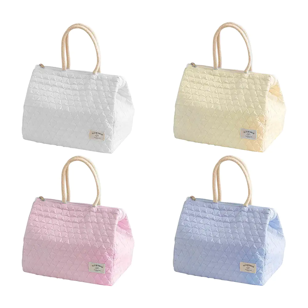 Bolsa lonchera térmica lisa con relieve de rombos, variedad de colore…
