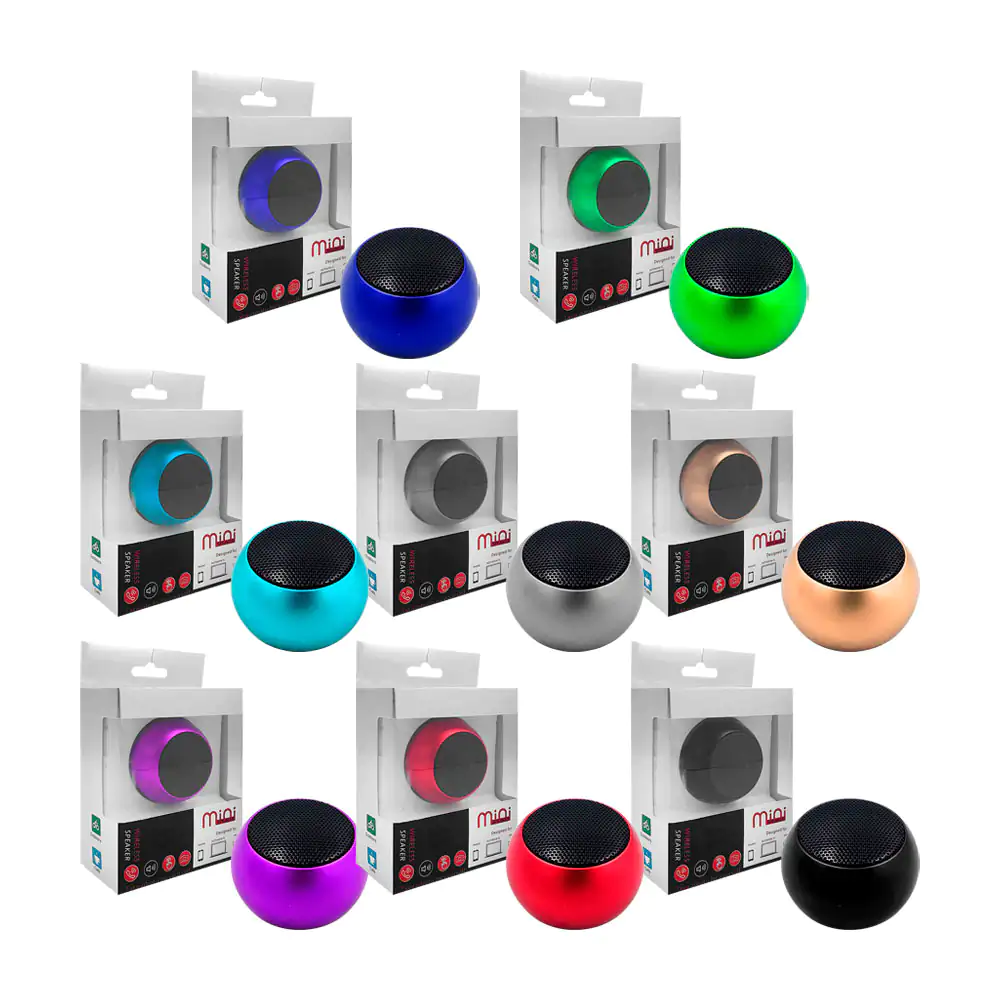 Mini bocina redonda portátil con bluetooth y color metálico, varios c…