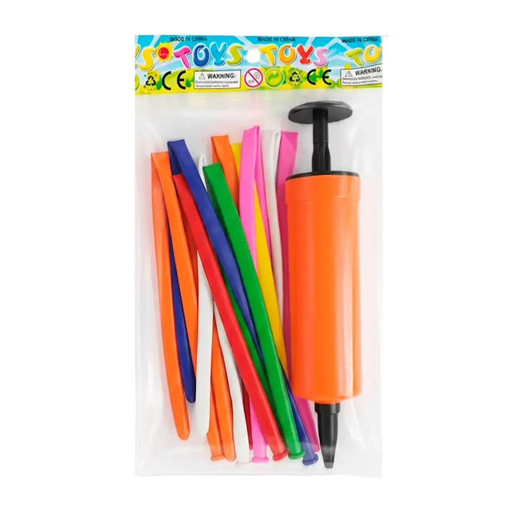 Paquete con 10 globos largos / salchicha + bomba de aire manual, vari…