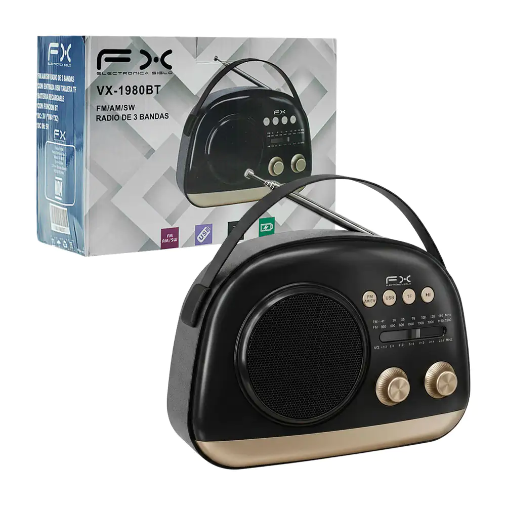 Radio fm, am tipo bocina bluetooth, diseño ovalado tipo vintage + asa