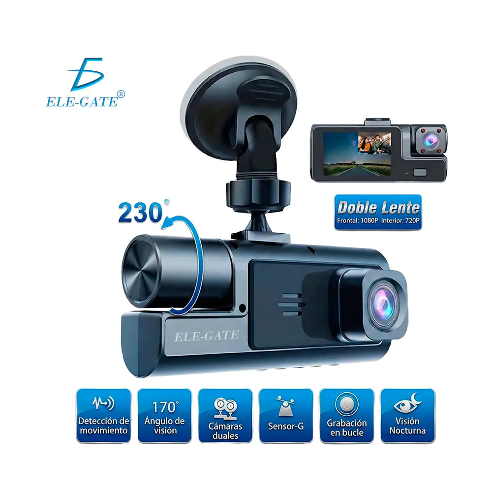 Cámara de seguridad dvr con doble lente, sensor de movimiento y visió…