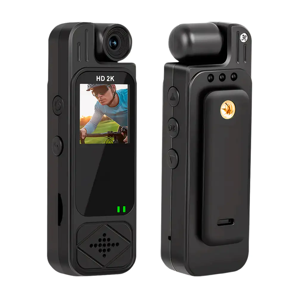 Cámara con clip corporal giratoria 180° 2k con audio y video + visión…