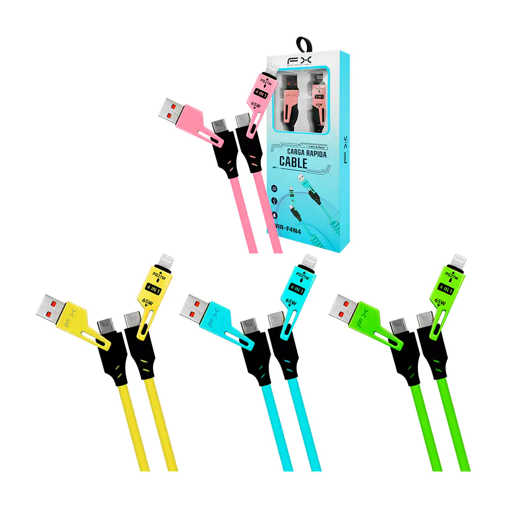 Cable en espiral 4en1, entrada lightning o tipo-c a usb o tipo-c, var…