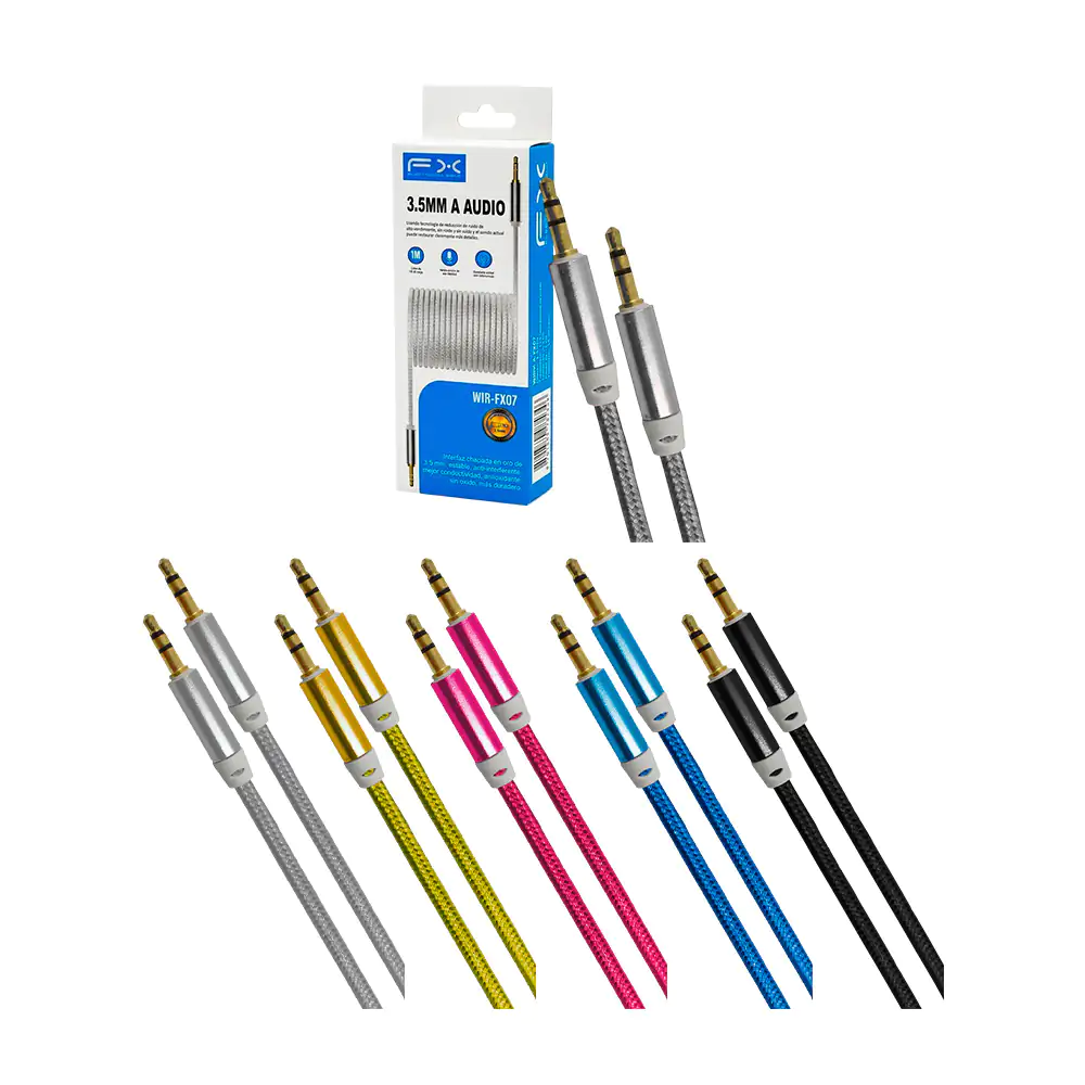 Cable auxiliar jack 3.5 fx con refuerzo metálico + recubrimiento de m…