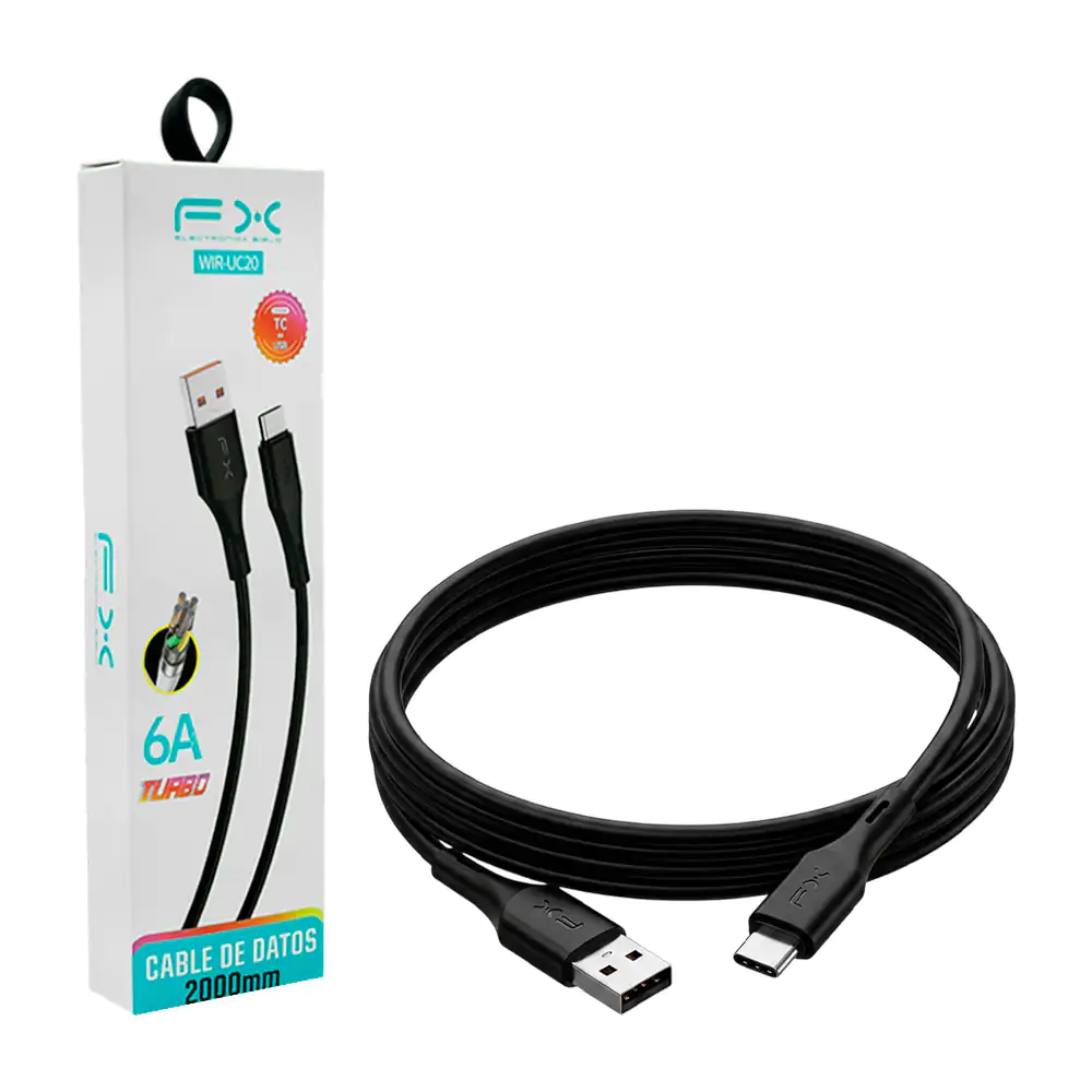 Cable usb a tipo c fx de carga rápida 6a + transferencia de datos, 2m