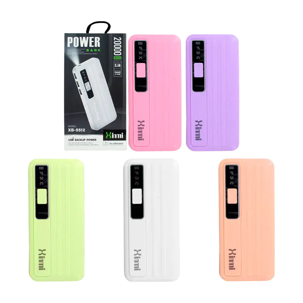 Power bank de 20000mah con entrada 2.1a, lámpara y 3 puertos usb, var…