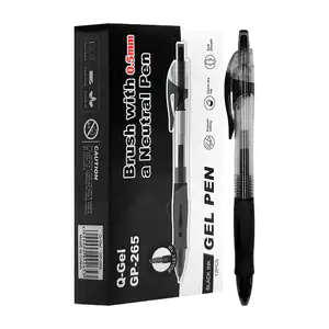 Caja con 12 plumas de gel en color tinta negra, punta de 0.5mm / yong…
