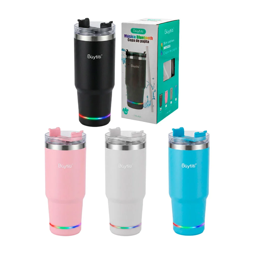 Termo con bocina bluetooth de acero inoxidable, 600ml, + accesorios. …