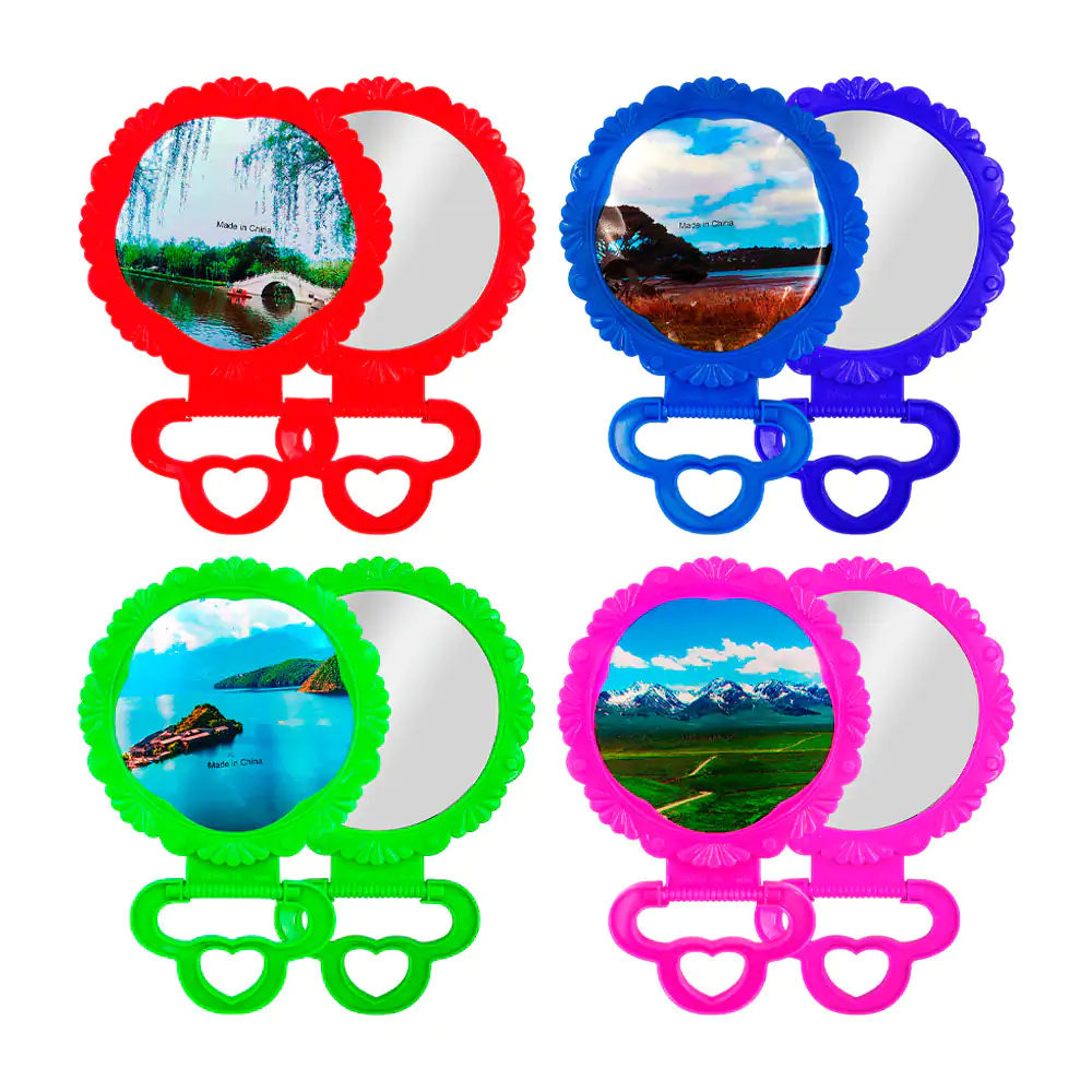 1pza Espejo grande y chico de plástico con diseño paisaje en la parte…