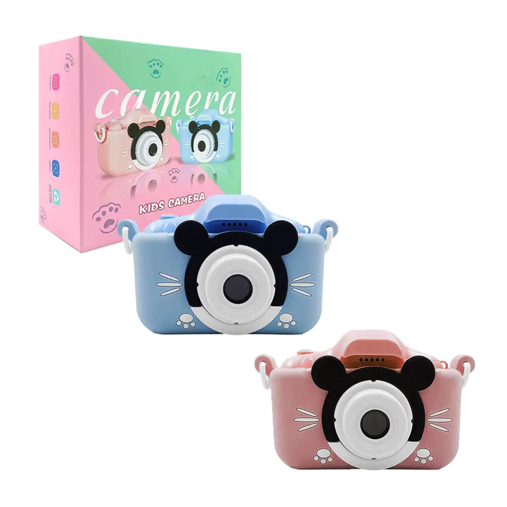 Mini cámara infantil con funda diseño de ratón, pantalla de 2 pulgada…