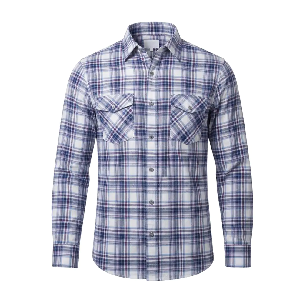 Camisa levis de vestir, manga larga con diseño de cuadros bicolor, va…