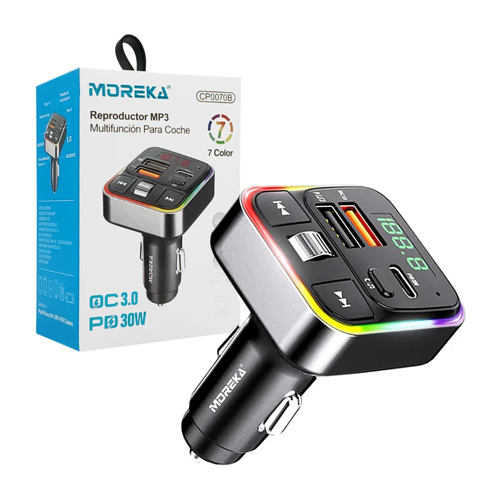Transmisor bluetooth para carro, con radio mp3, 2 puertos usb + 1 tip…