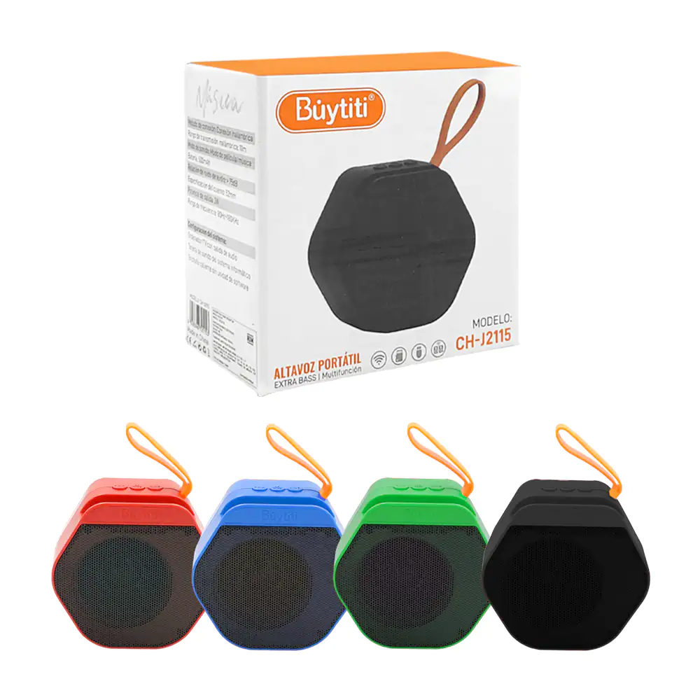 Mini bocina inalámbrica bluetooth hexagonal buytiti + asa, variedad d…
