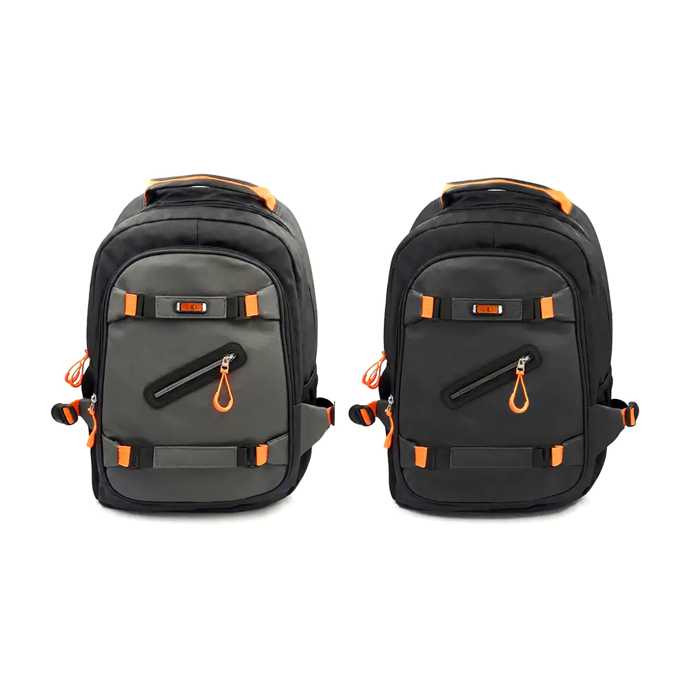 Mochila cei tipo piel de 3 compartimientos y 2 bolsas laterales