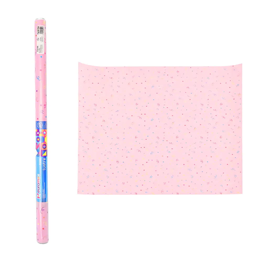 Rollo de papel euromac de 70cm x 5m rosa con estampado de figuras / e…