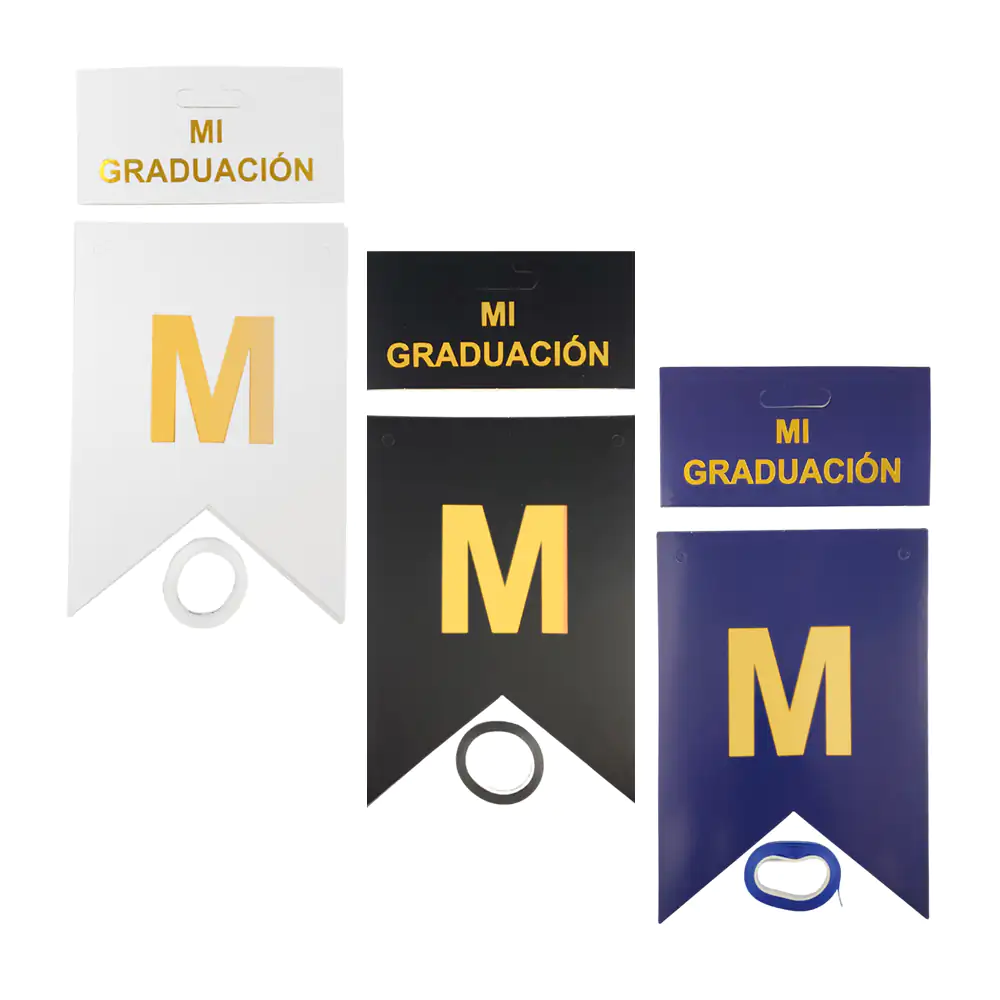 Banner tipo banderín móvil con letras de mi graduación, variedad de c…