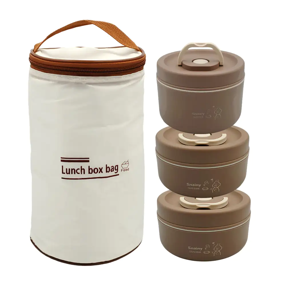 Lonchera térmica buytiti cilíndrica con juego de 3 tupper de distinto…