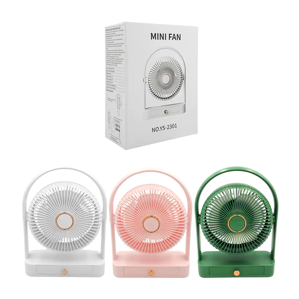 Ventilador mini fan de escritorio con giro 360, recargable con mini c…