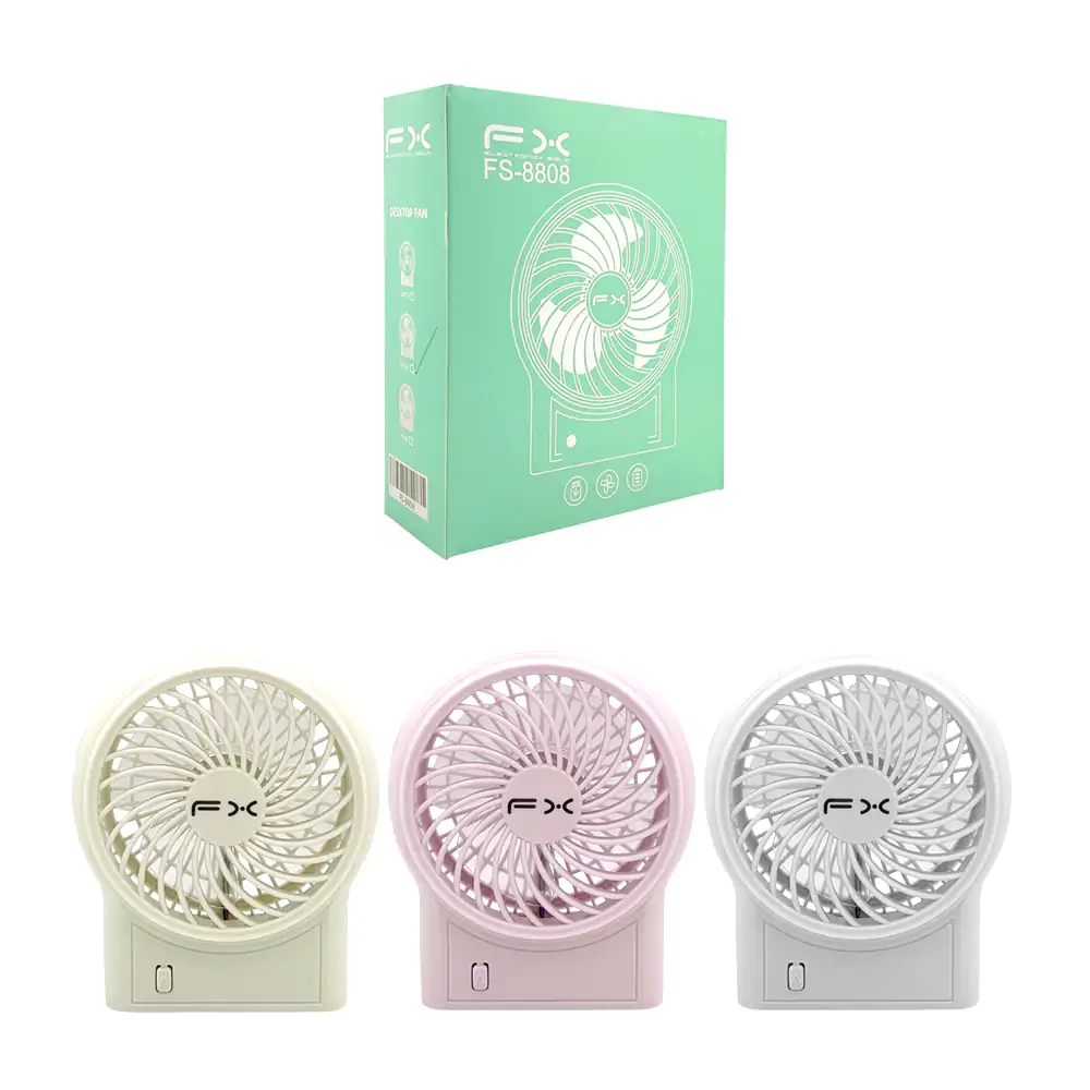 Mini ventilador recargable fx para escritorio de 4 aspas + 3 velocida…