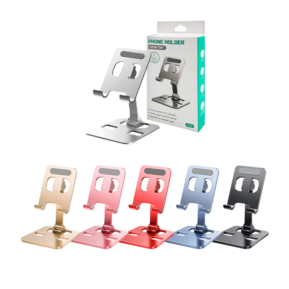 Soporte de metal para celular con gomas antiderrapantes, ángulo de 18…