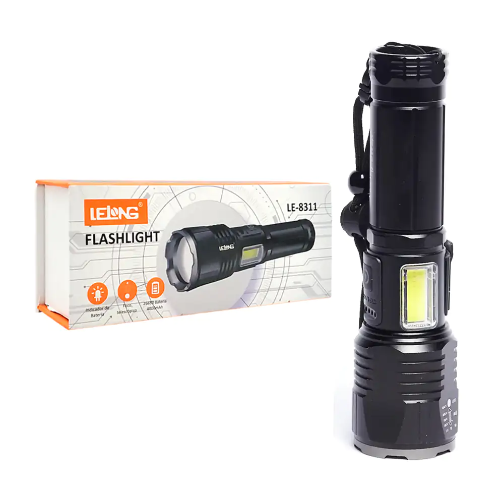 Lámpara linterna táctica recargable con 3 modos de iluminación y zoom…