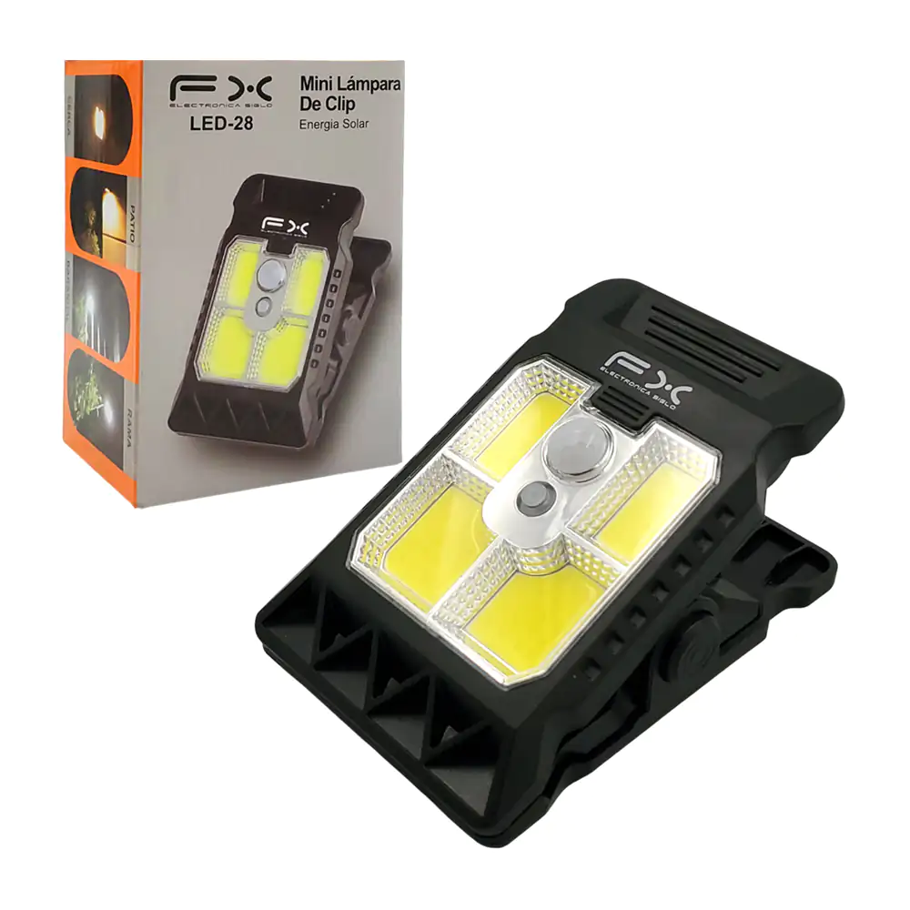 Lámpara led solar fx con clip sujetador + iluminación automática
