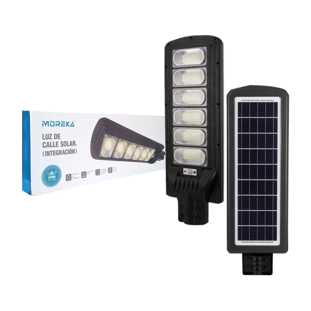 Lámpara solar grande de 300w tipo alumbrado publico, con control remo…