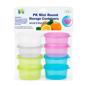 Paquete con 8 mini tuppers circulares con capacidad de 50ml, variedad…