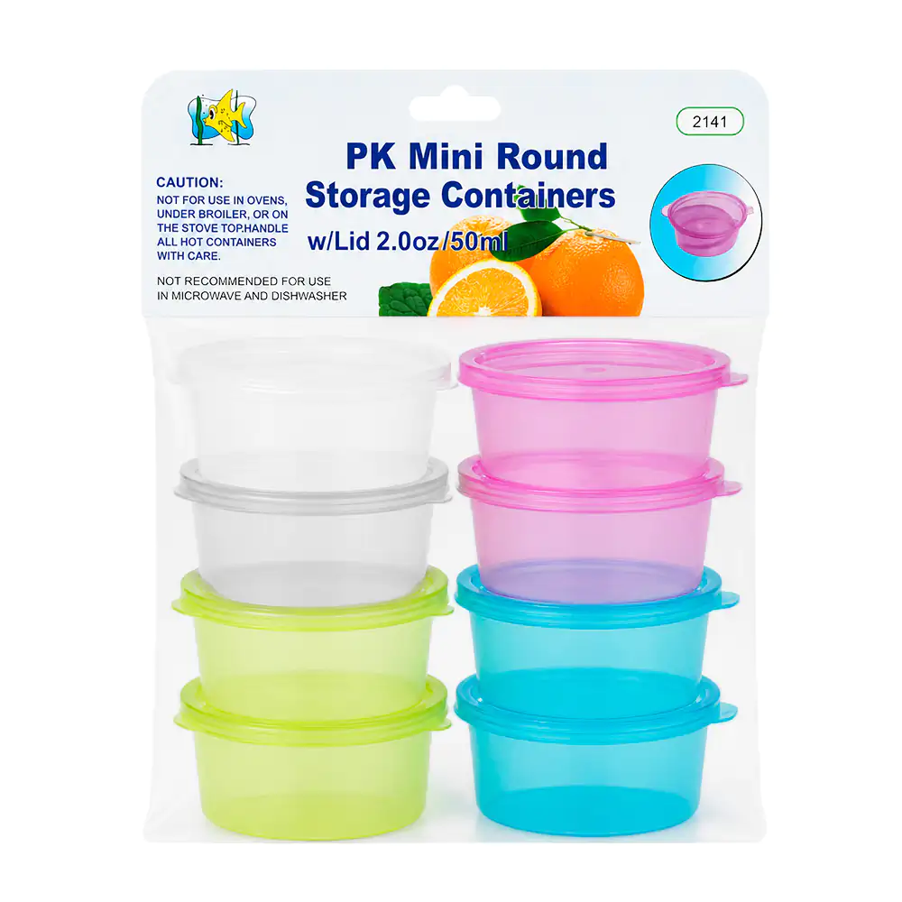 Paquete con 8 mini tuppers circulares con capacidad de 50ml, variedad…