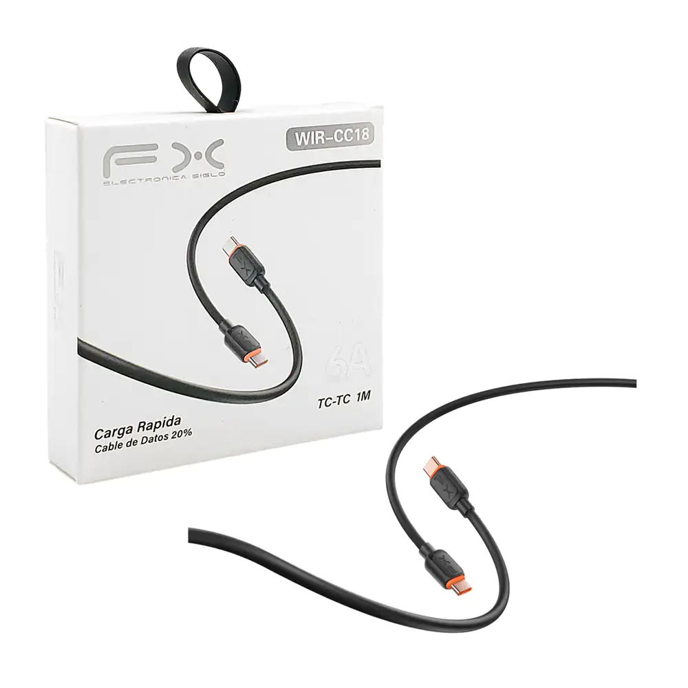 Cable tipo c a tipo c fx de 1m con carga rápida, 6a / wir-cc18