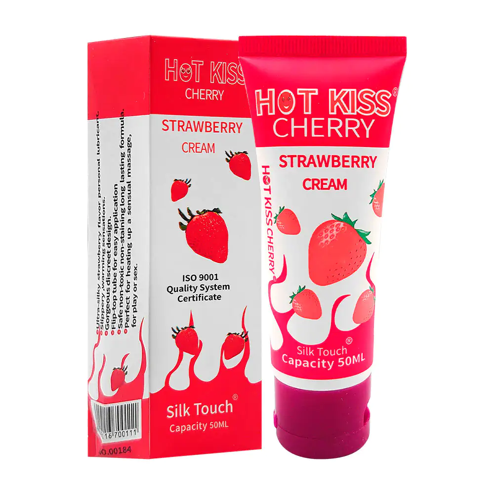 Lubricante analgesico hot kiss, sabor fresas con crema, 50ml / 00184