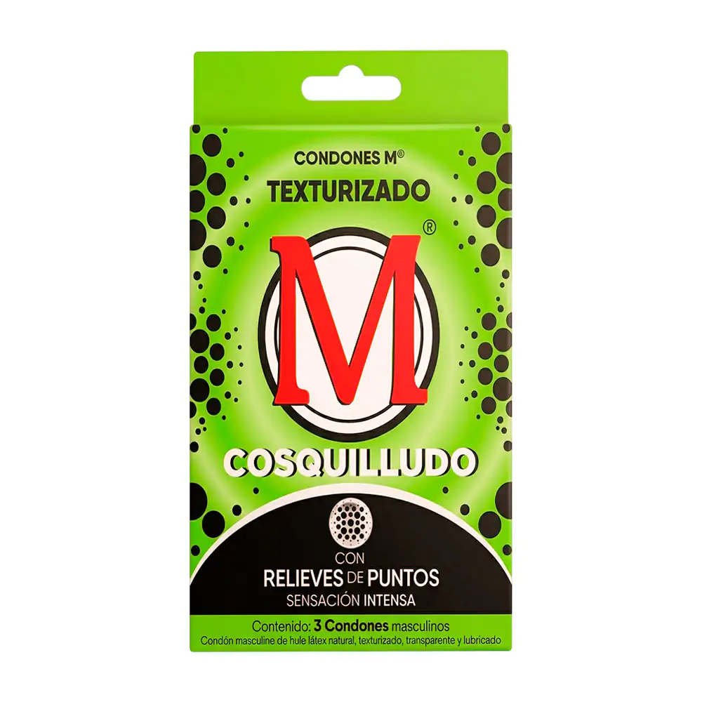 Paquete con 3 preservativos - condones M cosquilludo con relieves / 0…
