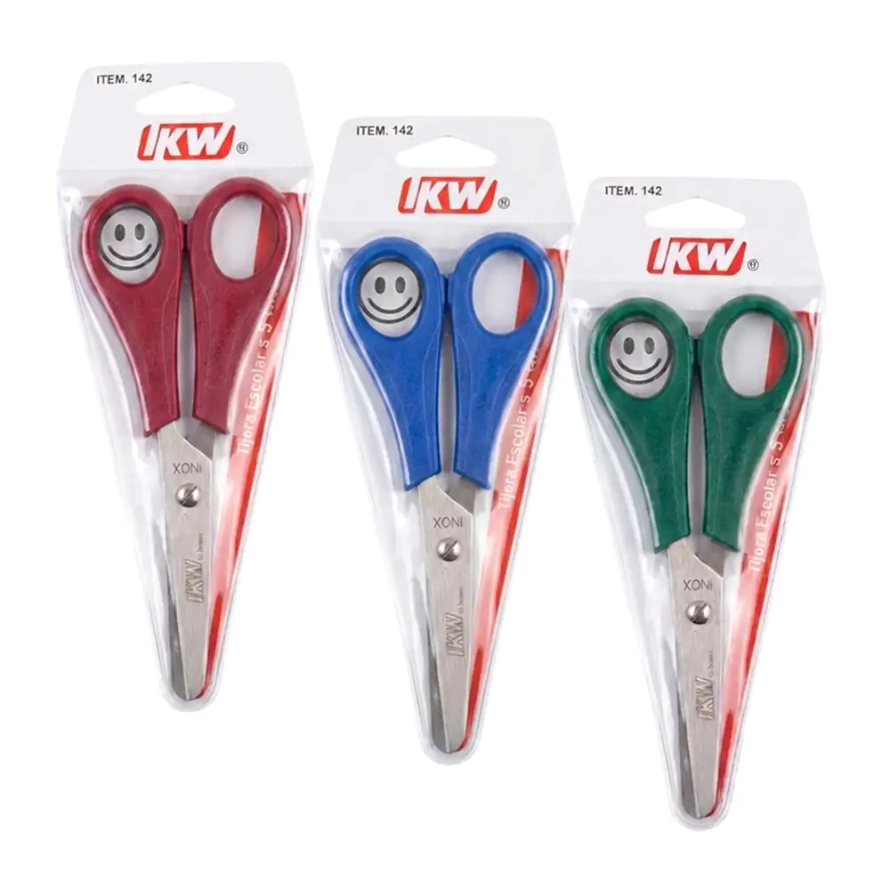 1pz tijera escolar ikw de 5in con punta roma, variedad de colores / 0…