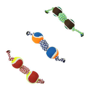 Mordedera de cuerda resistente bicolor para mascota con 2 pelotas de …