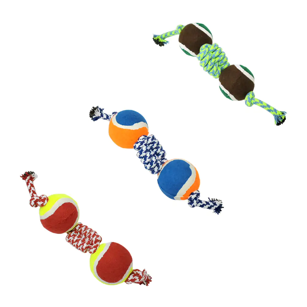Mordedera de cuerda resistente bicolor para mascota con 2 pelotas de …